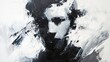 © Jang - A monochromatic abstract portrait created with jagged brushstrokes and dynamic contrasts