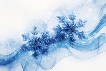 Wall Mural - Blue snowflakes flowing on a light winter background