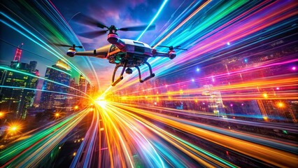 Poster - Futuristic Speed: Abstract AI Technology Drone Photography
