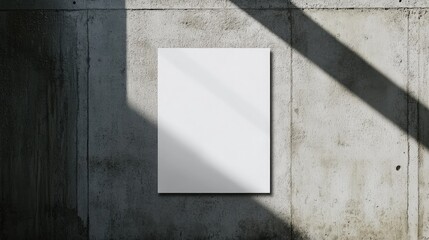 Blank white wheatpaste glued paper poster mockup on concrete wall background