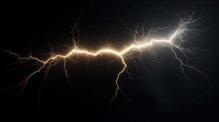Aufkleber - Isolated Lightning Bolt with Extensive Branching Pattern Illuminating the Dark Sky in a Dramatic Display of Nature's Power and Energy