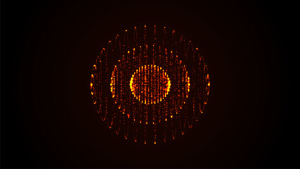 Poster - vector futuristic orange sphere of particles and lines. network connection big data. abstract techno