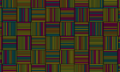 Poster - Abstract rattan weaving lines pattern. Colorful geometric grid background.