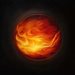 Poster - Mesmerizing Fireball Suspended in Dark Background Creating an Enigmatic Atmosphere