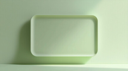 Poster - Soft Pastel Green 3D Rectangular Panel Suspended Against Minimalist Background