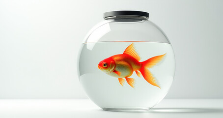 goldfish in a round aquarium