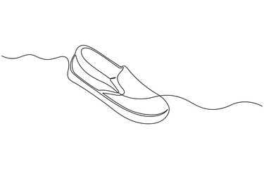 Aufkleber - Shoe single continuous line drawing. Sports shoes drawn in a one line art style, Continuous one line drawing of trendy sport shoe. Simple shoes, sneaker line art vector illustration.