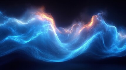 Poster - Abstract composition of blue and white waves in motion, showcasing fluid patterns and dynamic textures that evoke a sense of tranquility and movement.