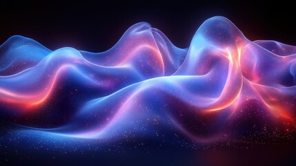 Poster - Abstract Waves of Motion in Blue and White Colors, Smooth Flowing Lines Against Dark Background for Digital Art or Graphic Design