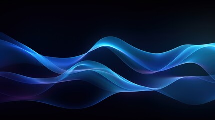 Poster - Abstract Blue Wave Motion Background with Smooth Flowing Lines Mixing White Elements for Creative Visual Projects
