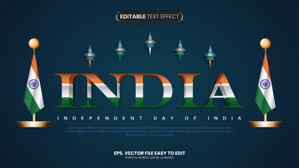 Wall Mural - india independent day editable text effect