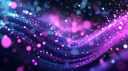 Fototapete - Glowing dots wave in 3D vector design, creating a dynamic and abstract cosmic effect