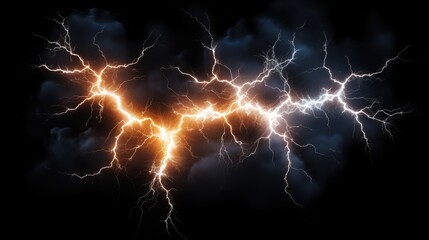 Aufkleber - Stunning Lightning Effect on a Dark Background with Glowing Branches and Dramatic Clouds for Visual Impact and Energy Representation
