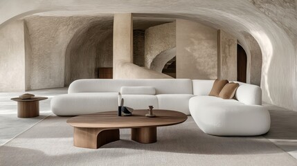 Poster - Minimalist Living Room with Natural Light and Soft Decor