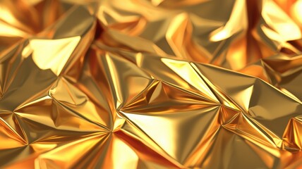 Poster - Close Up of Radiant Metallic Gold Foil Texture with Shimmering Light Reflection