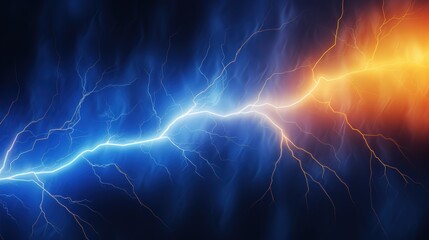 Poster - dynamic blue and orange lightning effects on a dark background for creative projects, graphics, and 
