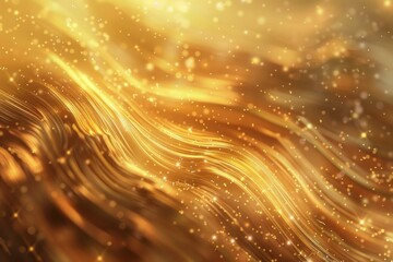 Poster - golden particles flowing and forming abstract waves, a luxurious and elegant background for various 