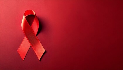 Wall Mural - A vibrant red silk ribbon against a red background, ideal for campaigns promoting heart disease awareness and supporting various health, safety, and social causes