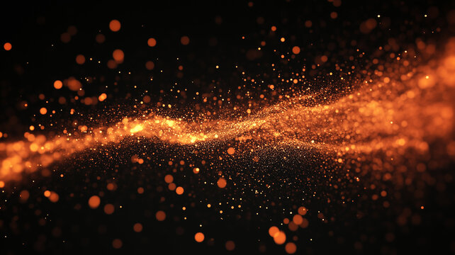 Abstract Orange and Gold Particle Glow Effect