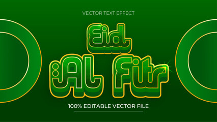 Poster - Eid al Fitr 3d text effect template design with green and gold theme