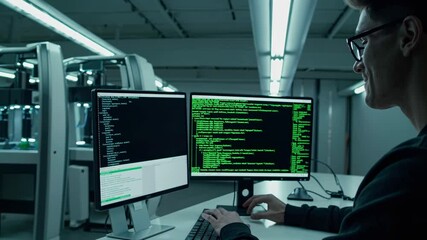 Leinwandbilder - Exploring advanced technology in a robotics lab focusing on programming and automation