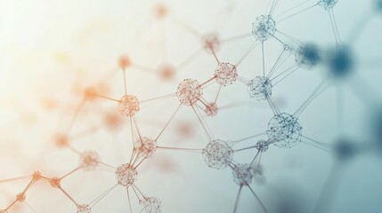 Wall Mural - Network structure chemical bonds in molecular level of lines and points, dots and connections