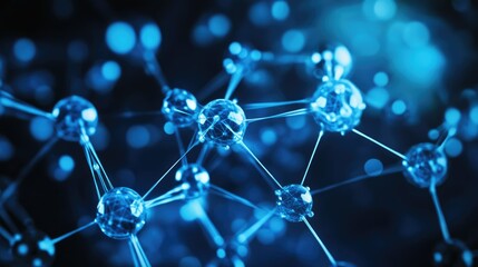 Wall Mural - Network structure chemical bonds in molecular level of lines and points, dots and connections