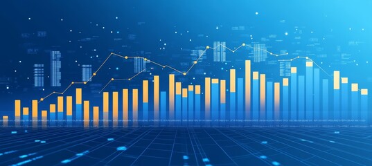 Poster - Graph stock market visual background. Business finance profit data. Generative AI technology.	
