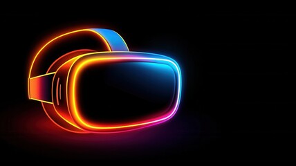 Poster - Futuristic Virtual Reality Headset with Glowing Neon Visuals and Sleek Design