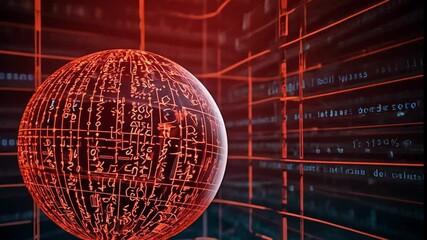 Global data network sphere, futuristic server room background, digital technology concept
