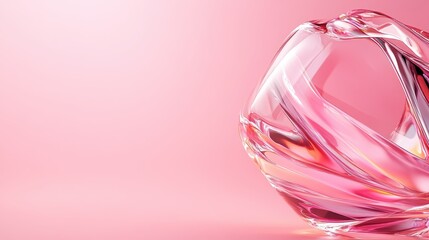 Poster - A beautifully crafted pink glass vase featuring elegant swirls that capture light and reflect colors, ideal for enhancing any modern interior space with artistic elegance.