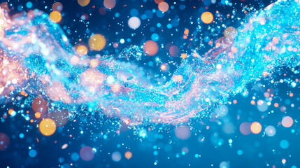 Leinwandbilder - Abstract Blue Water Splash with Glowing Lights: An Artistic Render