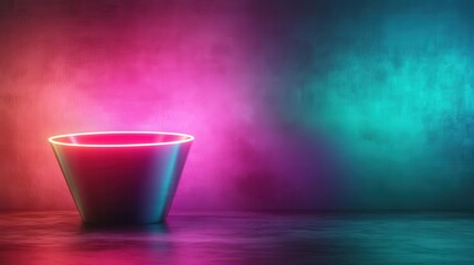 Poster - Displaying a striking neon bowl against a gradient background, this image illustrates the harmonious play of light and color, encapsulating modern art and thoughtful design principles.