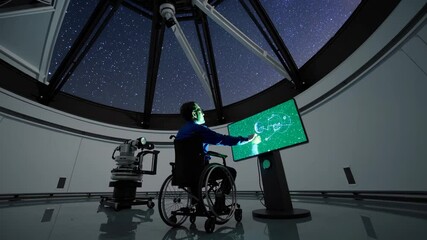 Poster - Exploring the cosmos with cutting-edge technology in a modern observatory at night
