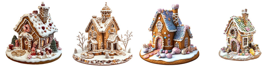 Wall Mural - miniature gingerbread house – a festive miniature gingerbread house decorated with icing candy and s