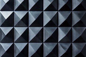 Poster - A black and white photo of a wall with squares