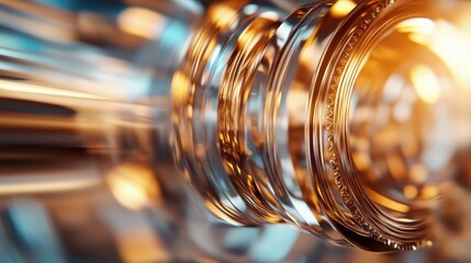Poster - An abstract composition of metallic rings reflecting light, evoking a sense of motion and fluidity, with a modern design that captivates the viewer's imagination.