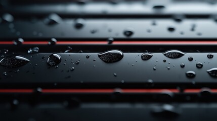 Poster - A striking image that features shimmering raindrops on a sleek black surface, enhanced by dramatic lighting, symbolizing clarity, reflection, and the beauty of fleeting moments.