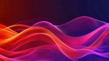 Poster - A vibrant, abstract wave pattern in shades of pink and purple against a dark background, evoking a sense of motion and fluidity.