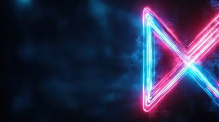 Poster - A vibrant neon light design showcasing pink and blue geometric shapes that emit a futuristic, energetic vibe perfect for modern art aesthetics and visuals in digital projects.
