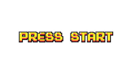 Poster - Press start text message screen.	
