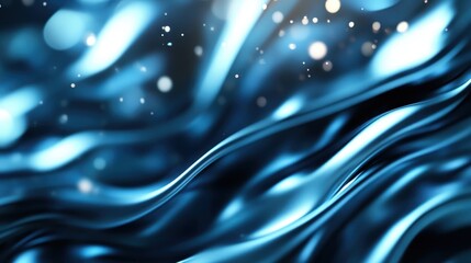 Poster - An abstract portrayal of blue waves flowing gracefully, illuminated by shimmering light effects. This image conveys fluidity and harmony, reflecting a serene aesthetic.