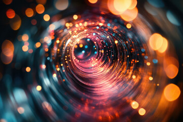 Poster - A swirling vortex of vibrant, colorful lights creates a mesmerizing tunnel effect.