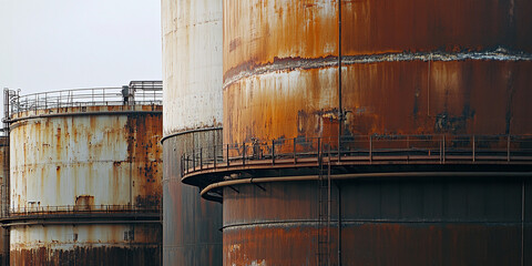 Aufkleber - Industrial tanks show weathering and deterioration