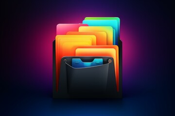 Poster - Modern wallet containing colorful cards and micro sd card suggesting data storage, security and organization