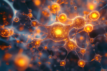 Aufkleber - Intricate network of glowing nodes and connections, resembling a neural network or complex system.