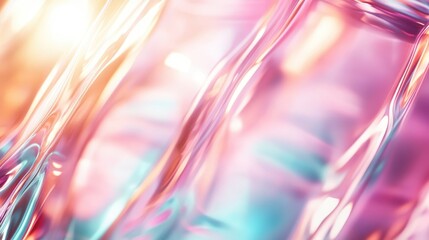Poster - An abstract close-up of a glass surface illuminated by soft light, creating a blend of colors and reflections that evoke a sense of tranquility and beauty in simplicity.