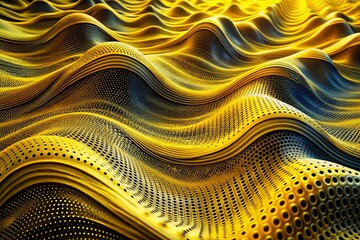 Aufkleber - Panoramic Abstract Wave Pattern: Vibrant Yellow & Black Dots