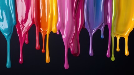 Poster - This image features bright colors flowing down the canvas like liquid art, blending pleasure and creativity, illustrating the concept of artistic freedom and expression beautifully.