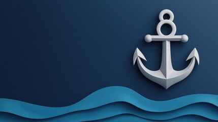 Wall Mural - Stylish anchor design on a textured blue background